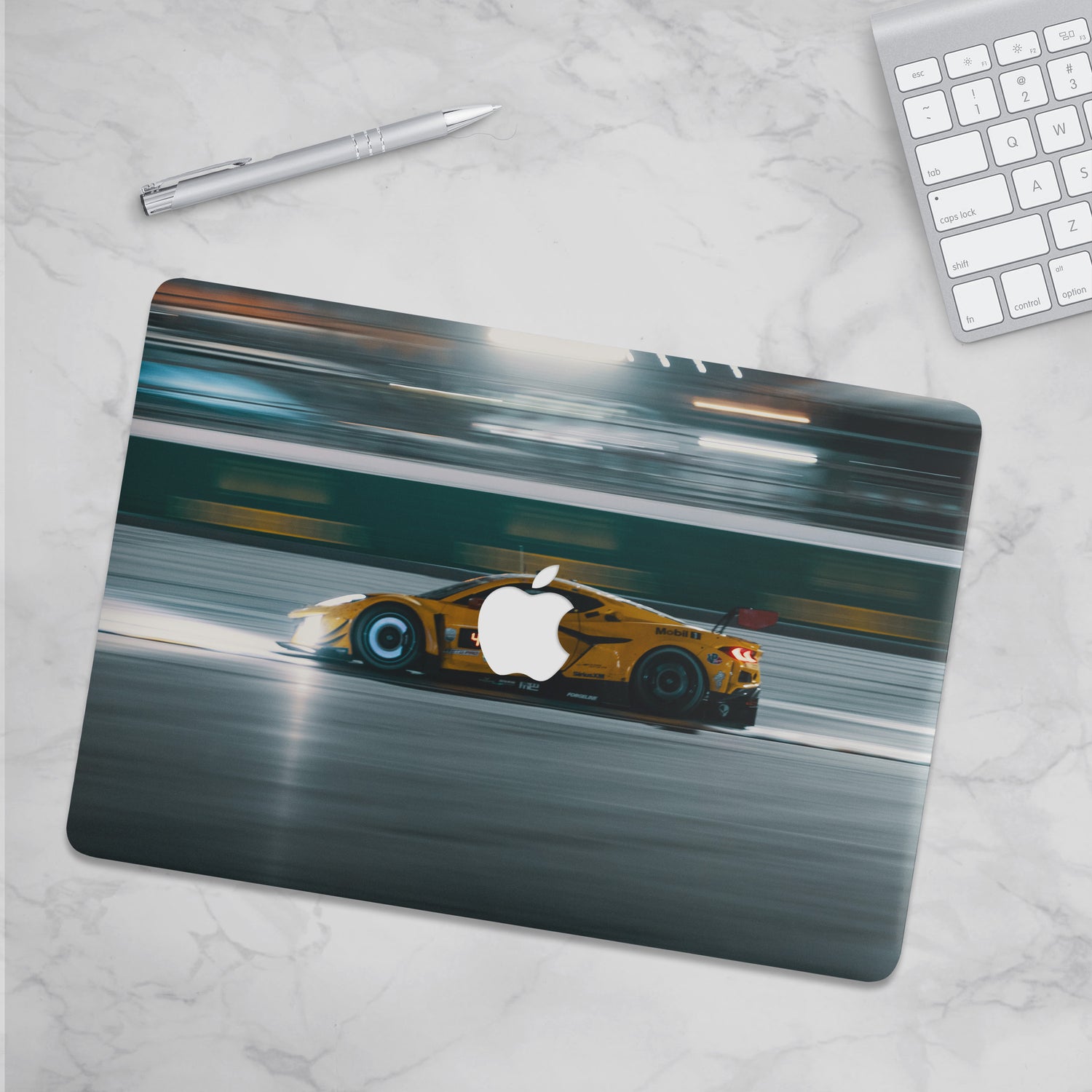 Corvette Z06 GT3 Yellow Side MacBook Wrap